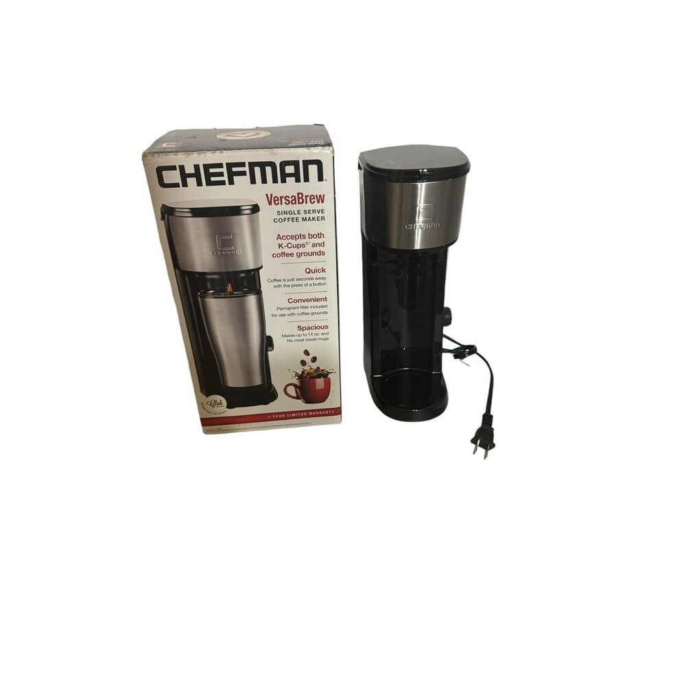 Single Serve Coffee Maker: K-Cup & Ground Compatible Single Cup Black- Chefman